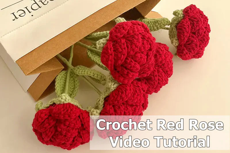 Complete Video Tutorial for A Crochet Red Rose