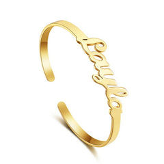 YSHomy Personalized 18K Gold-Plated C Shape Name Bracelet (6mm)