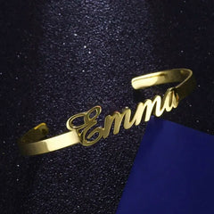 YSHomy Personalized 18K Gold-Plated C Shape Name Bracelet (6mm)