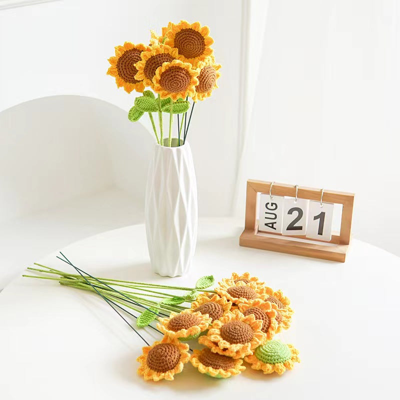 YSHomy Set of 6 Crochet Flowers of Sunflower with no Leaves