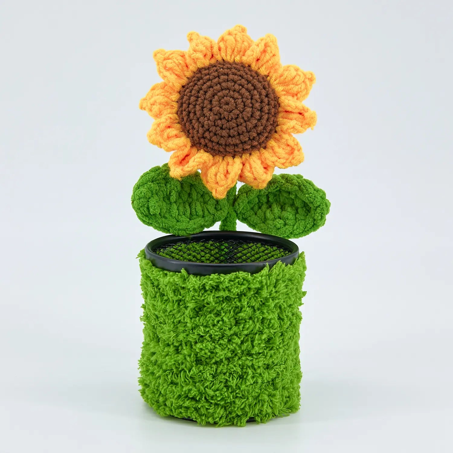 YSHomy Handmade Crochet Rainbow Sunflower Pen Holder