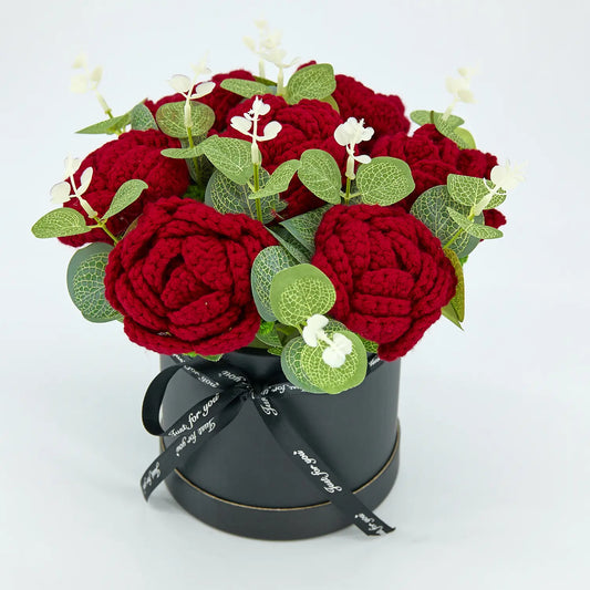 YSHomy Crochet Flowers with Rose Bouquet in Gift Box Wrapping 1500