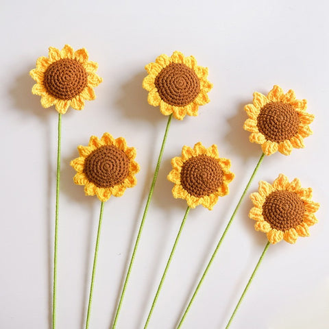 Girasol de ganchillo, Flores de ganchillo, Conjunto de 3, Ramo de flores, Ramo de girasol, Girasoles hechos a mano, Ramo de graduación, Regalo de San Valentín