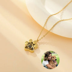 YSHomy 18K Gold-Plated Projection Claw Pendant Necklace with Personalized Hidden Photo/Text