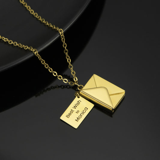 YSHomy Personalized 18K Gold-Plated Love Letter Necklace with Customized Text 1920