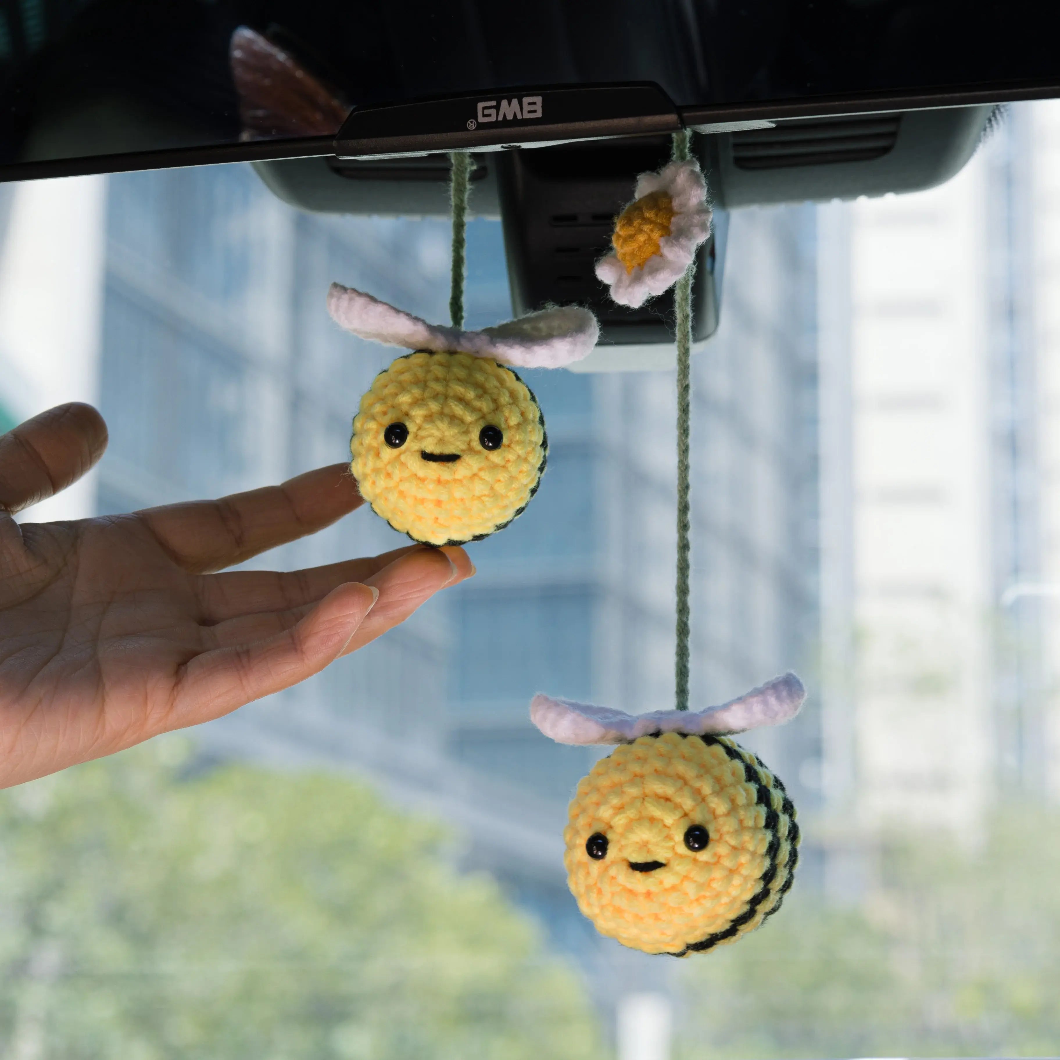 YSHomy Crochet Cute Bee & Flower Hanging for Car Mirror, Bag