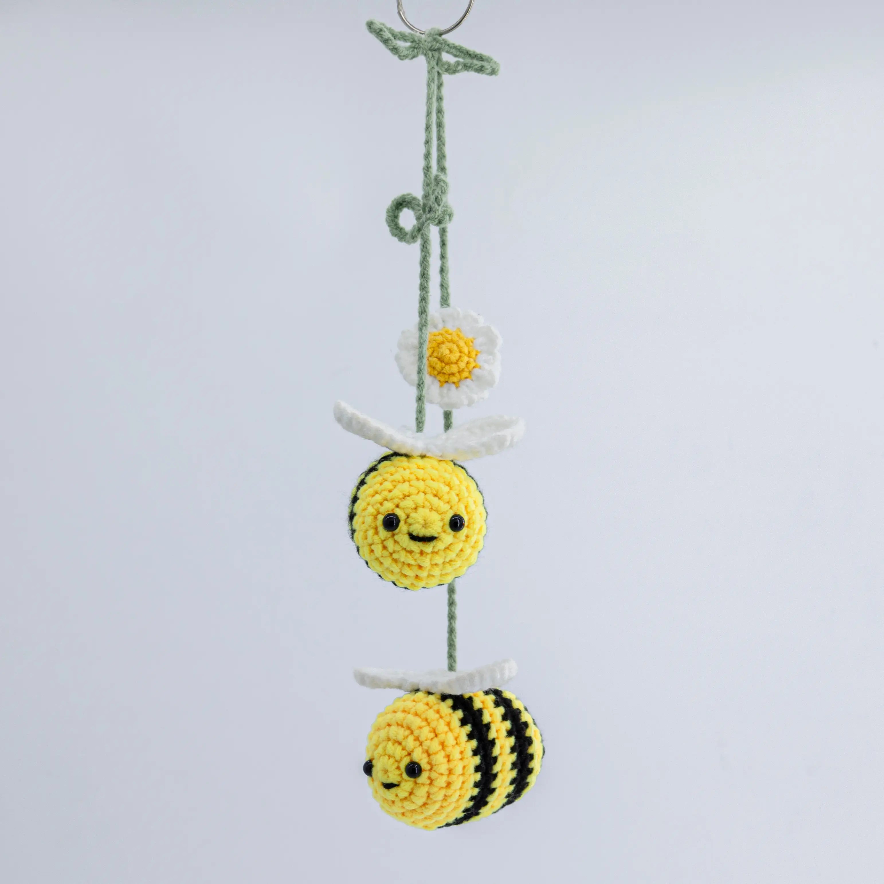 YSHomy Crochet Cute Bee & Flower Hanging for Car Mirror, Bag