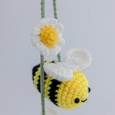 YSHomy Crochet Cute Bee & Flower Hanging for Car Mirror, Bag