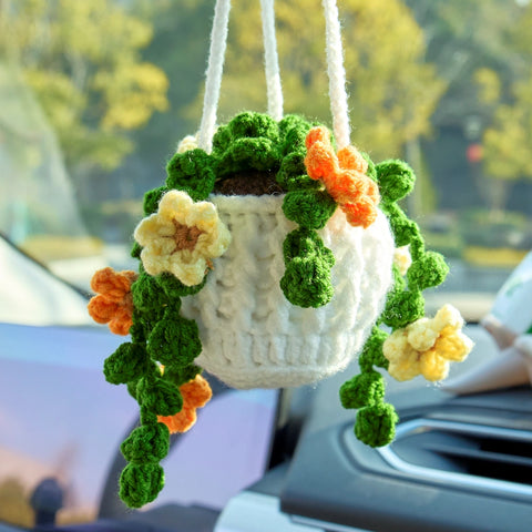 Plante suspendue de voiture au crochet, suspension de voiture au crochet, suspension de voiture, suspension de miroir de voiture, charme suspendu de voiture, plante de voiture au crochet, cadeau de la Saint-Valentin