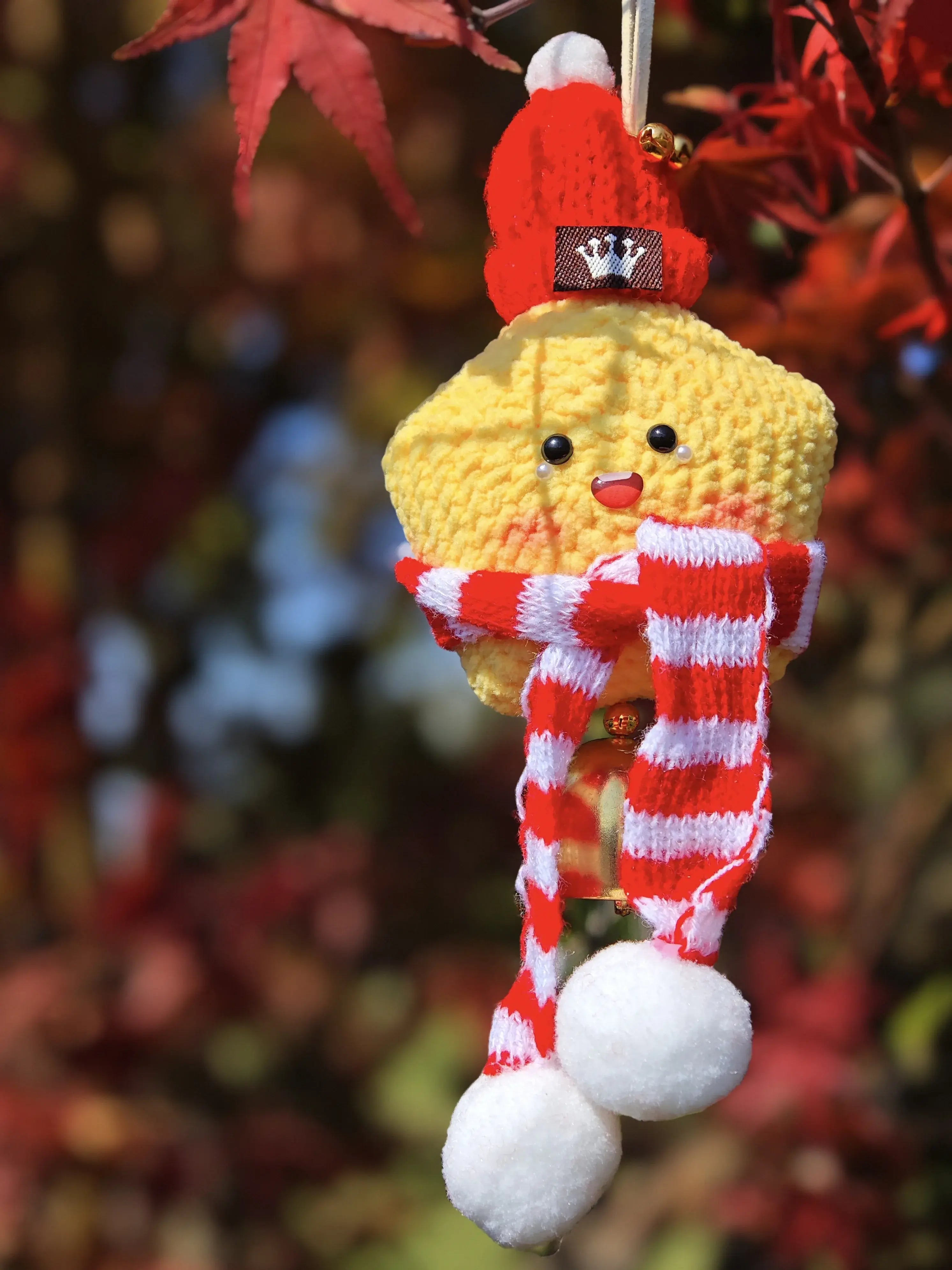 YSHomy Crochet Cute Star Hanging with Hat & Scarf & Bell for Christmas Decor