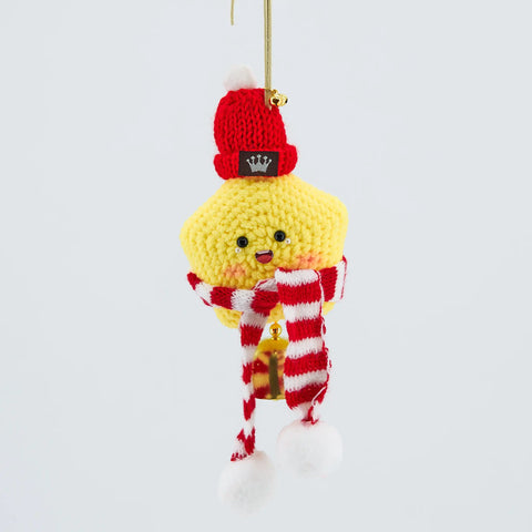 YSHomy Crochet Cute Star Hanging with Hat & Scarf & Bell for Christmas Decor