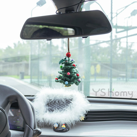 YSHomy Crochet Christmas Tree for Car Mirror Hanging