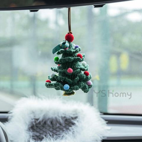 YSHomy Crochet Christmas Tree for Car Mirror Hanging