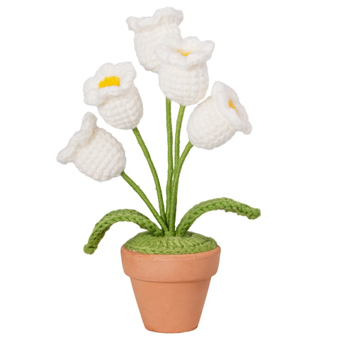 Crochet Lily of the Valley Plante en pot, Fleurs au crochet, Fleur tricotée, Cadeau de la Saint-Valentin, Cadeau au crochet, Pot de fleur au crochet, Cadeau pour elle