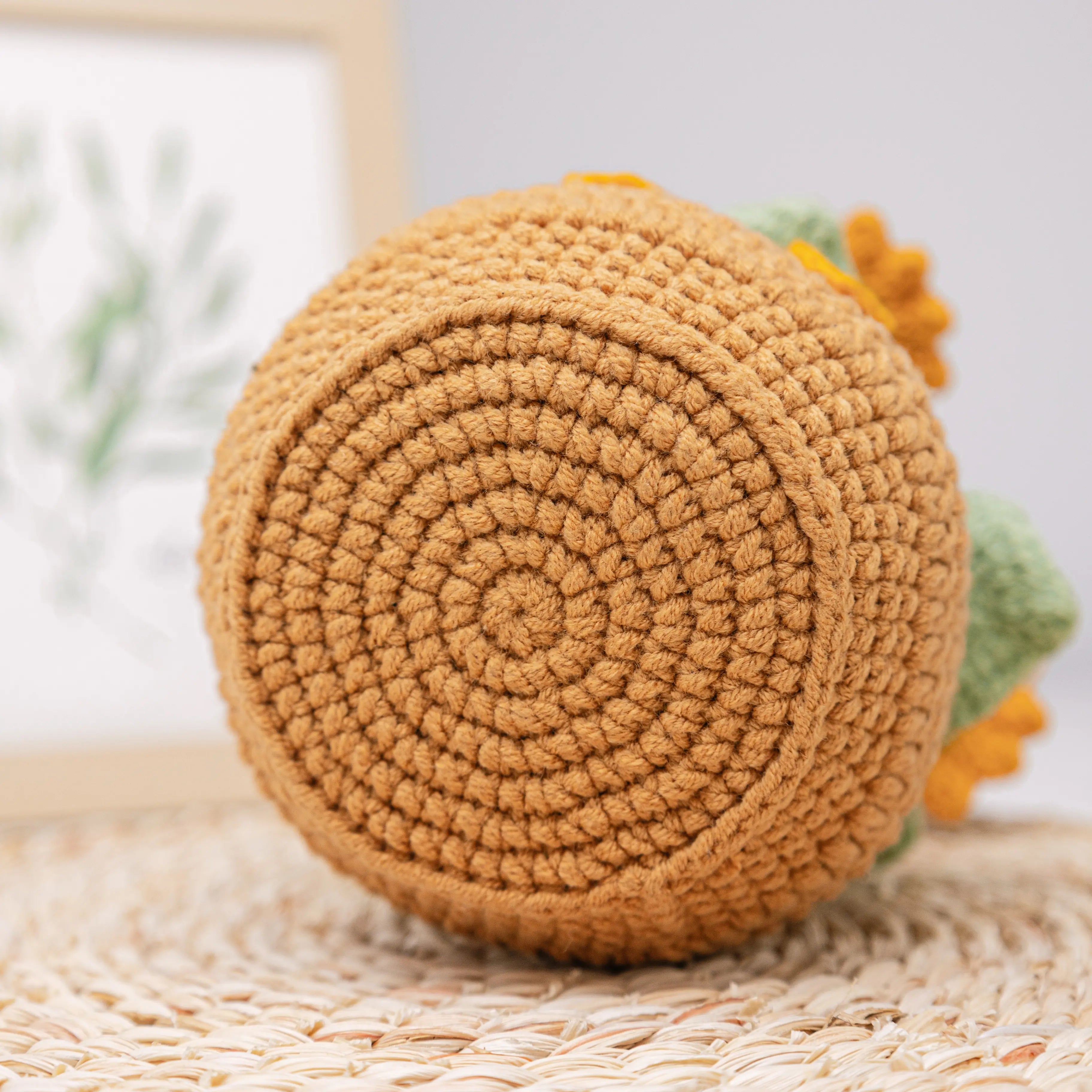 YSHomy Crochet Sunflower & Tulip Potted Plant for Desktop Decoration