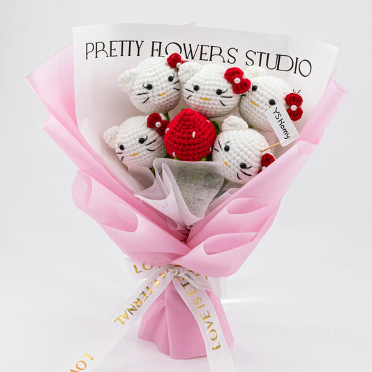 YSHomy Handmade Crochet Flowers Bouquet with HK & Strawberry 2719