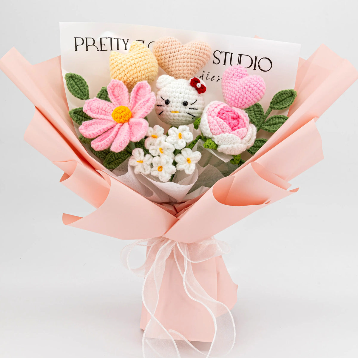 YSHomy Handmade Pink Crochet Flowers Bouquet with HK &  Galsang