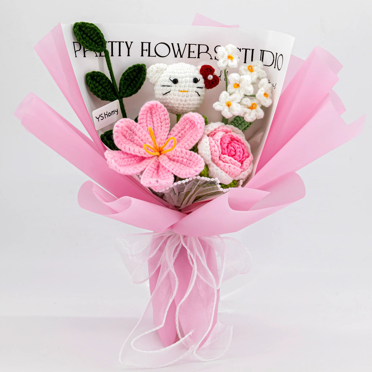 YSHomy Handmade Crochet Flowers Bouquet with HK & Tulip