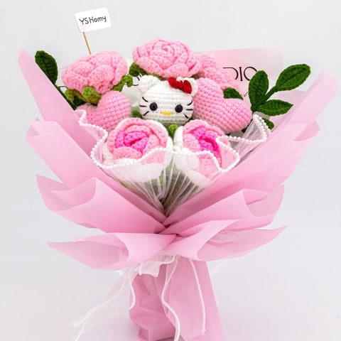 YSHomy Wrapped Crochet Flowers with HK Bouquet