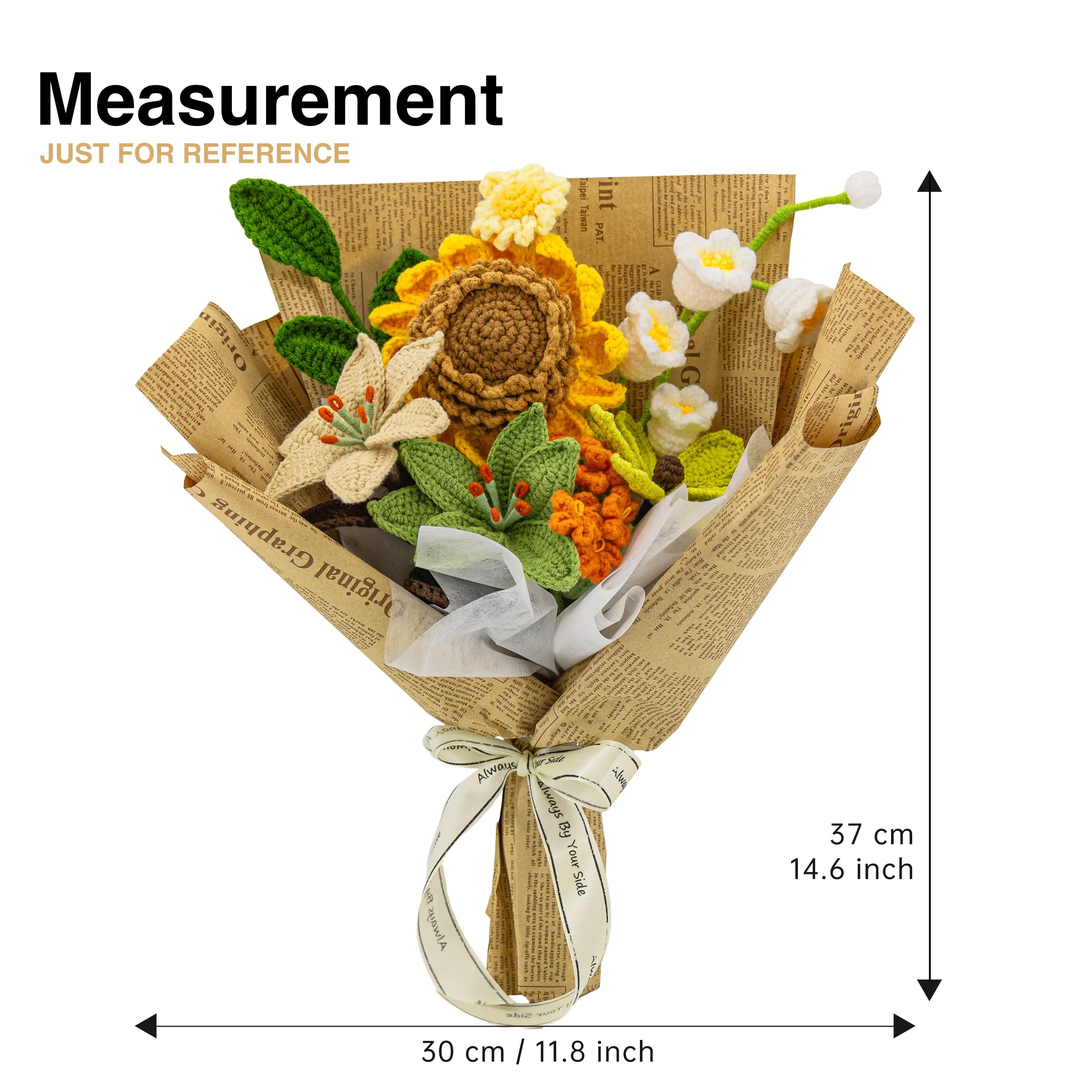 YSHomy Wrapped Crochet Flowers Bouquet with Upgraded Sunflower