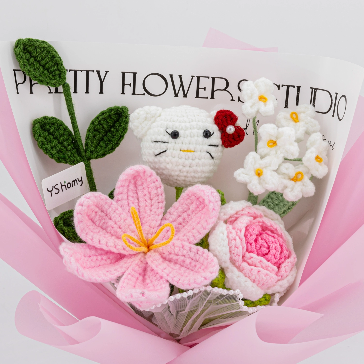 YSHomy Handmade Crochet Flowers Bouquet with HK & Tulip