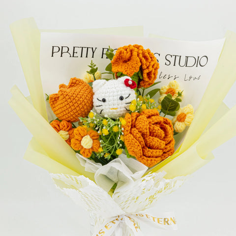 YSHomy Handmade Yellow Crochet Flowers Bouquet with HK & Rose & Carnation