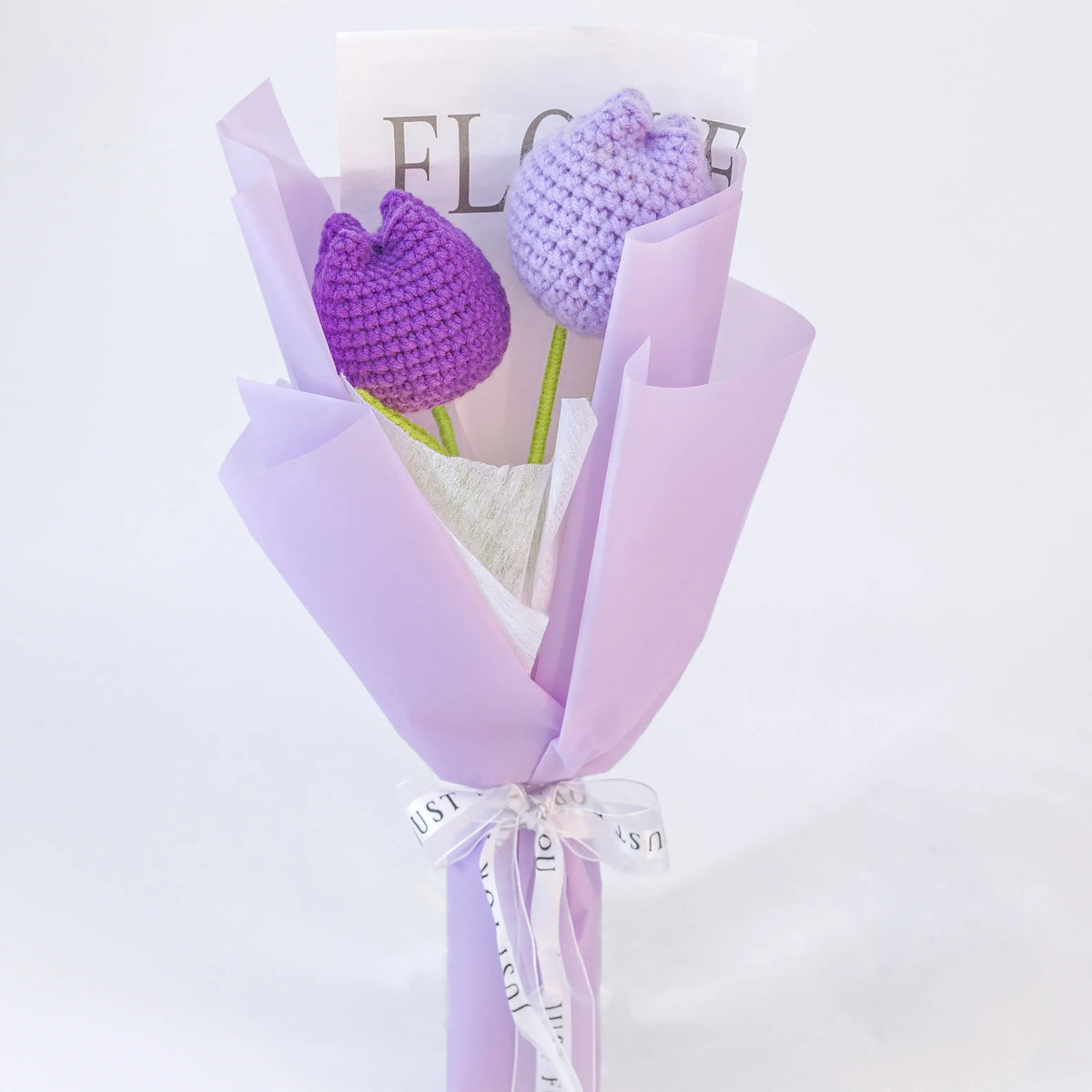 YSHomy Wrapped Handheld Crochet Flowers Bouqet with Tulip