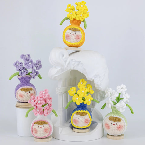 YSHomy Cute Crochet Flowers Vase Shaped Pot for Desk Decor