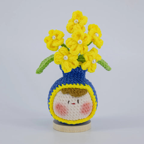 YSHomy Cute Crochet Flowers Vase Shaped Pot for Desk Decor