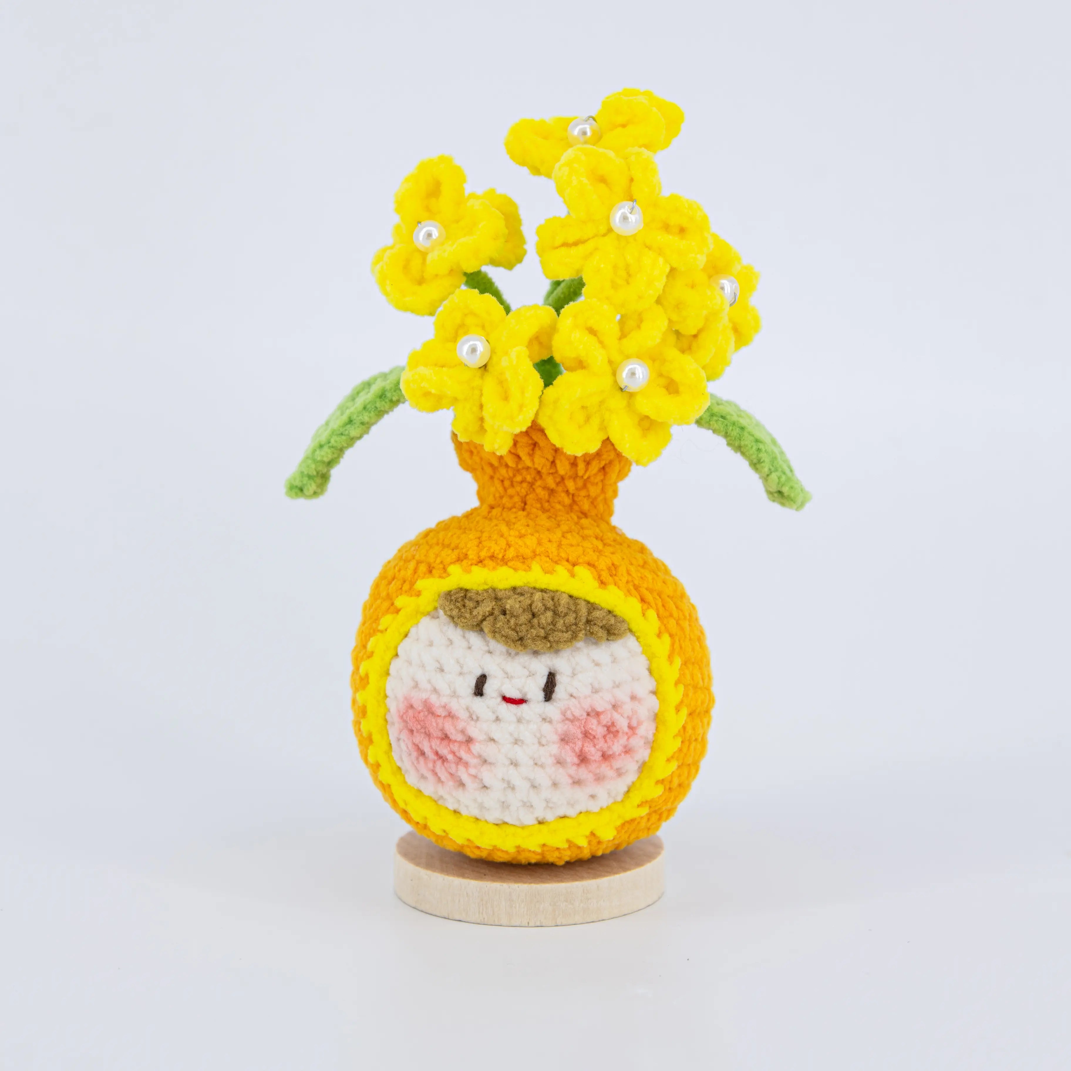 YSHomy Cute Crochet Flowers Vase Shaped Pot for Desk Decor