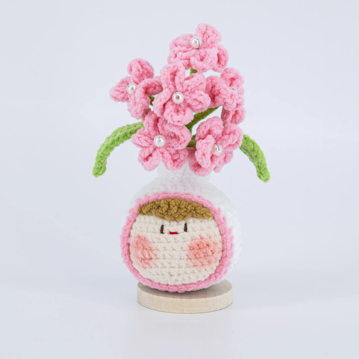 YSHomy Cute Crochet Flowers Vase Shaped Pot for Desk Decor