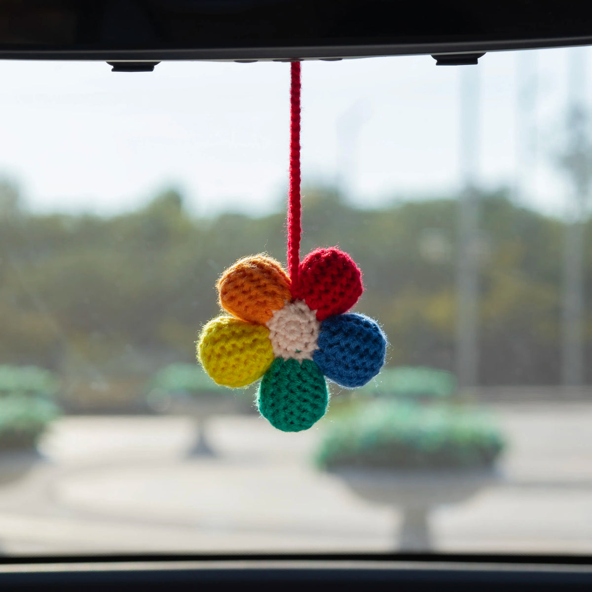 YSHomy Crochet Rainbow Flower Hanging for Car Mirror, Bag