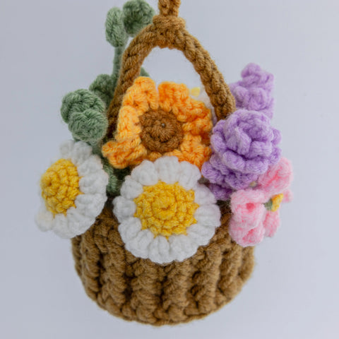 YSHomy Crochet Hanging Flower Basket for Car Mirror Hanging