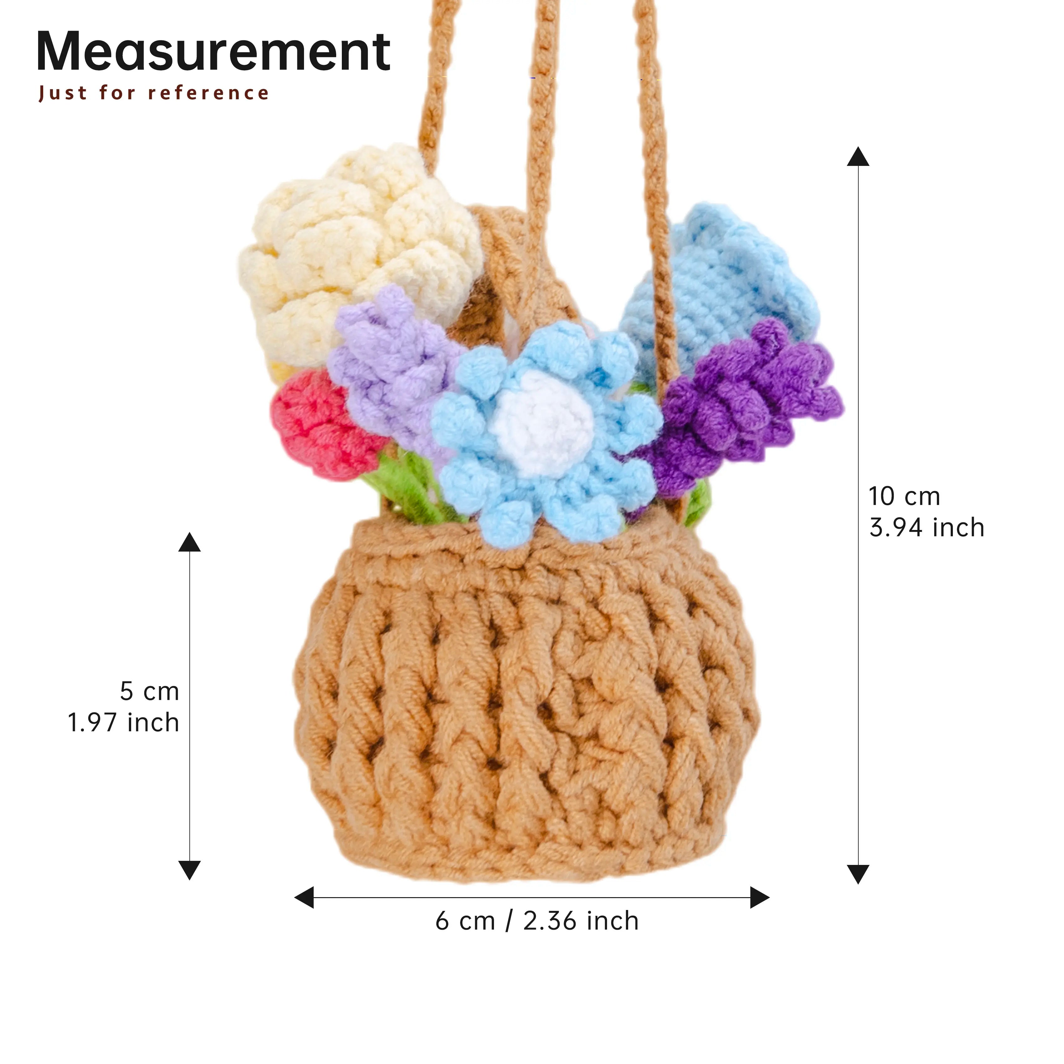 YSHomy Crochet Hanging Flower Basket for Car Mirror Hanging