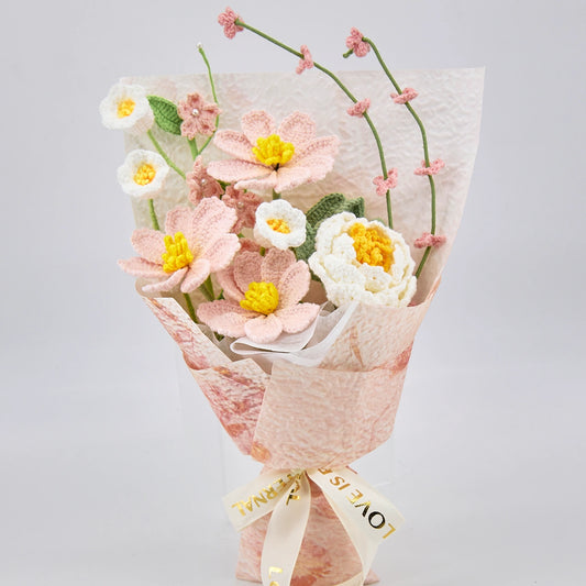 YSHomy Crochet Flowers Bouquet with Galsang Flower Peony 1373