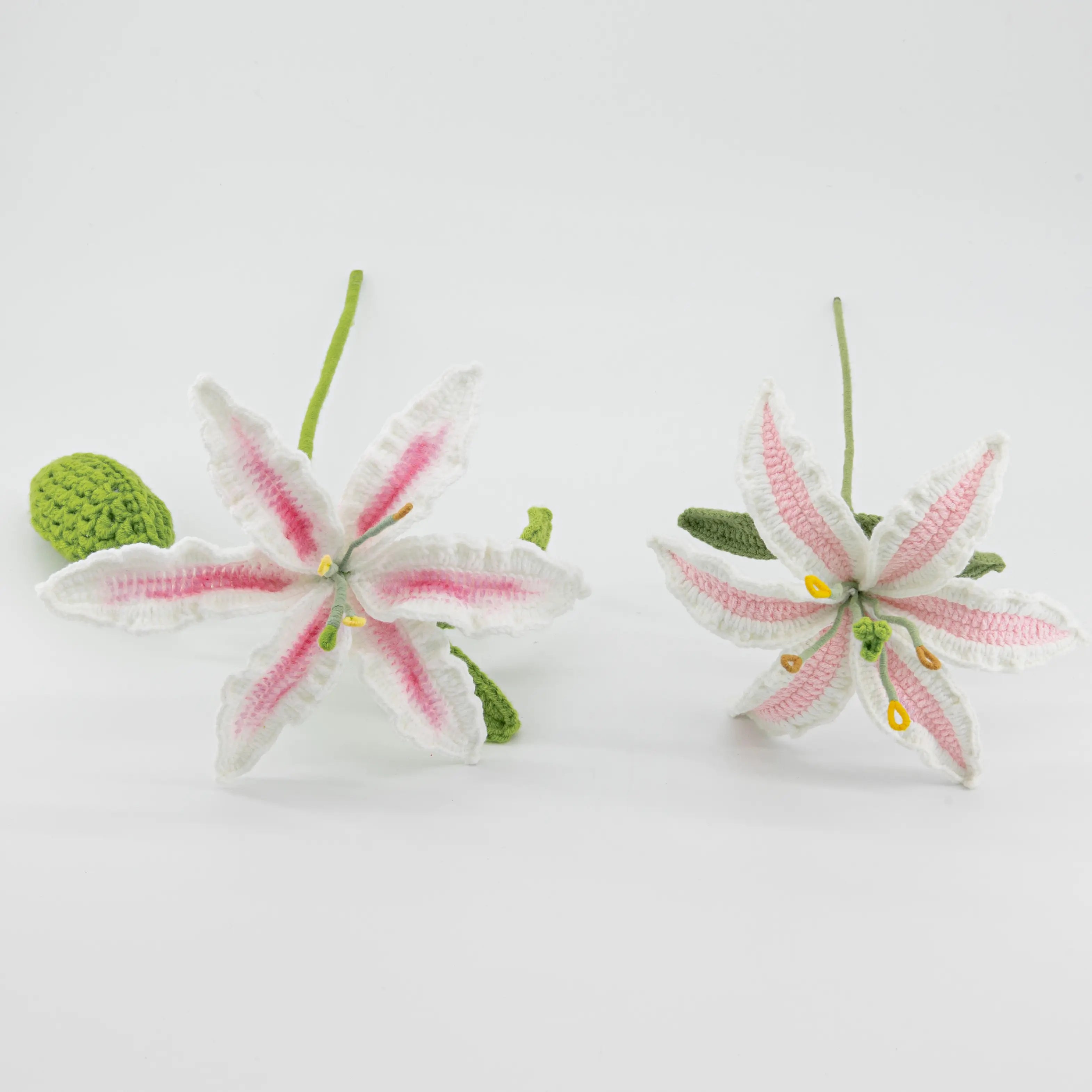 YSHomy Handmade Crochet Flowers of Gradient Pink Lily (Set of 3)