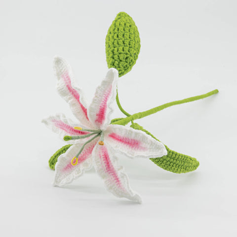 YSHomy Handmade Crochet Flowers of Gradient Pink Lily (Set of 3)