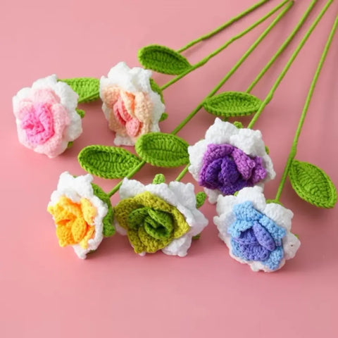 YSHomy Crochet Flowers of Sharp Roses in Gradient Colors (Set of 3)