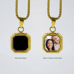 YSHomy 18K Gold-Plated Temperature-Sensitive Pendant Necklace with Personalized Photo & Text