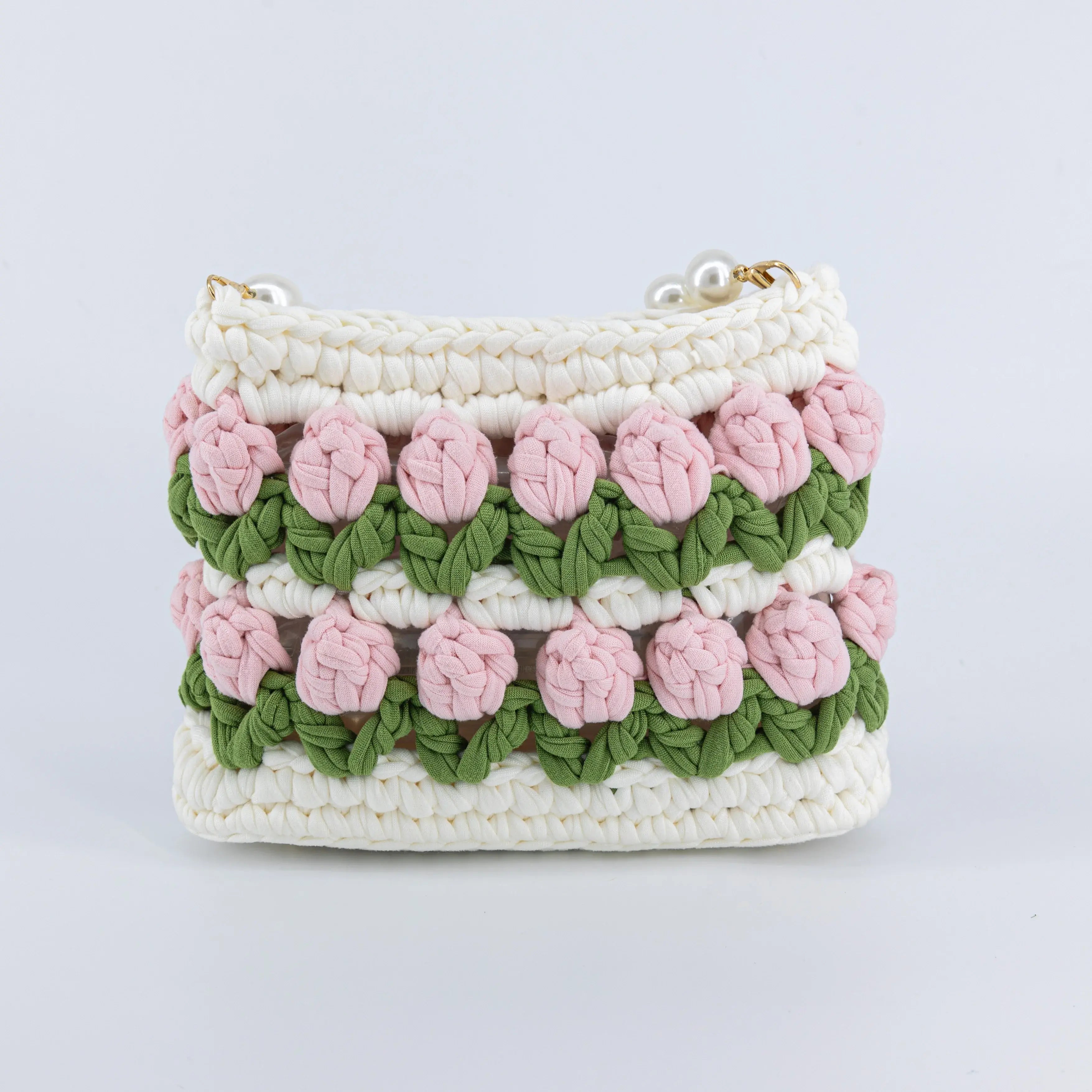 YSHomy Handmade Crochet Tulip Handbag, Crossbody Bag, Shoulder Bag