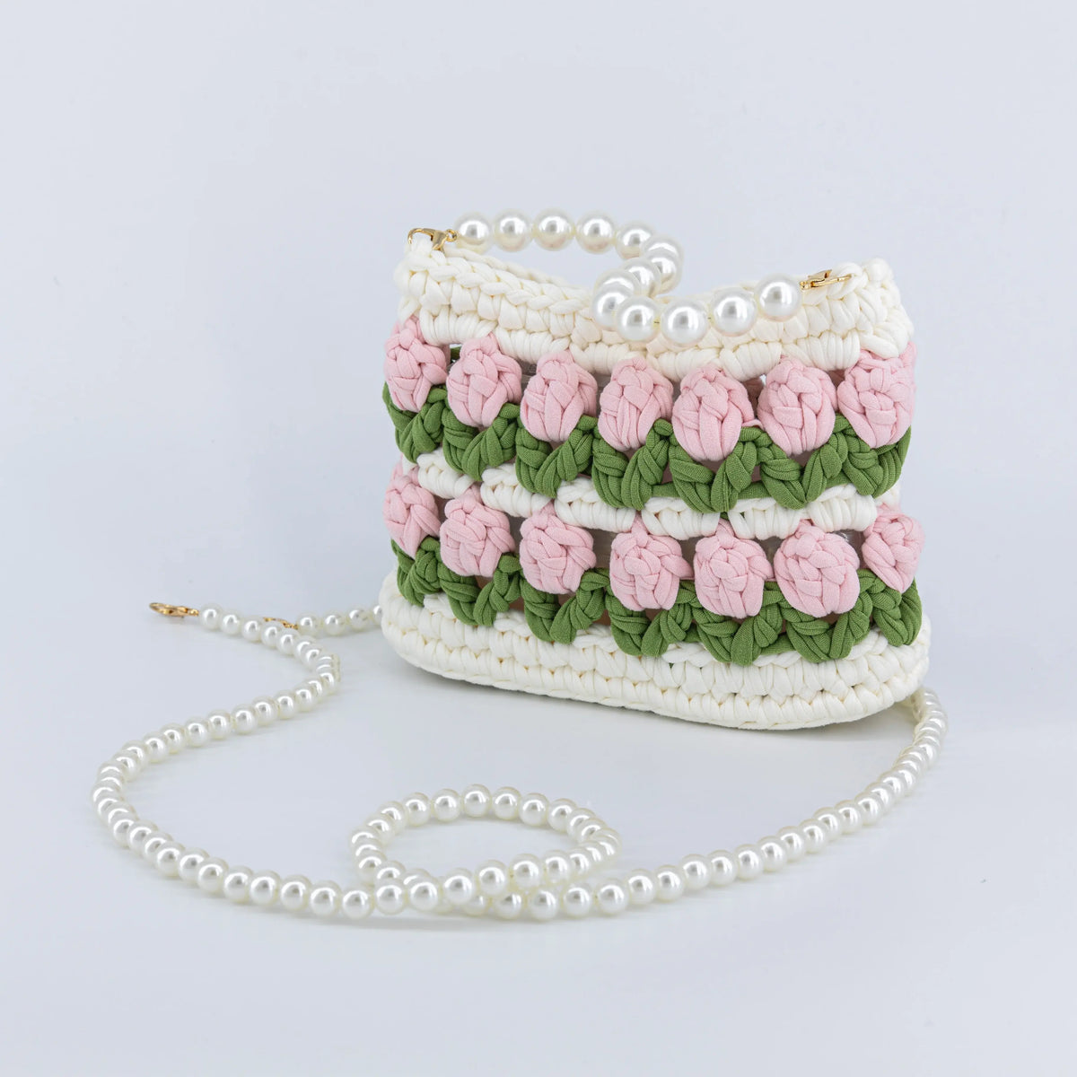 YSHomy Handmade Crochet Tulip Handbag, Crossbody Bag, Shoulder Bag