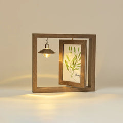 YSHomy Personalized Wooden Photo Frame with Lamp Bulb