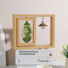 YSHomy Personalized Wooden Photo Frame with Lamp Bulb