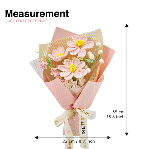 YSHomy Crochet Flowers Bouquet with Pink Galsang Flower