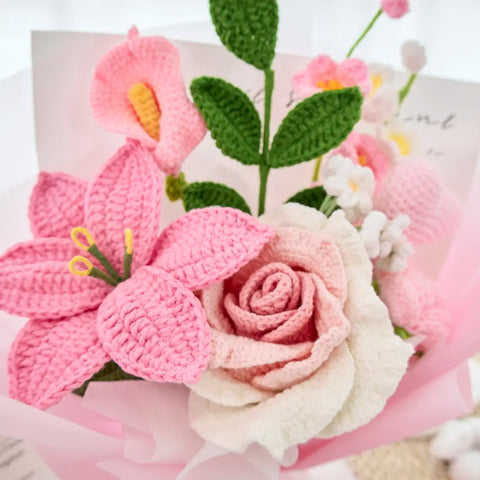 YSHomy Crochet Flowers with Thai Rose & Lily Bouquet