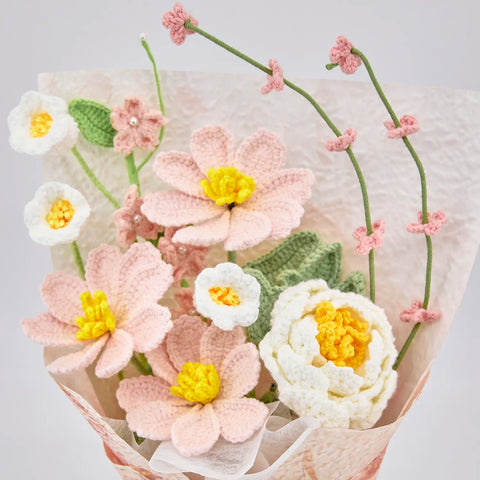 YSHomy Crochet Flowers Bouquet with Galsang Flower Peony