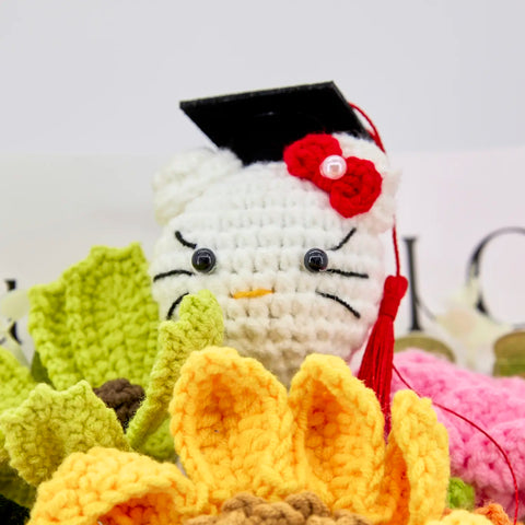 YSHomy Crochet Flowers Bouquet with Big Sunflower and Graduation HK