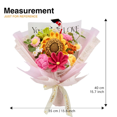 YSHomy Crochet Flowers Bouquet with Big Sunflower and Graduation HK