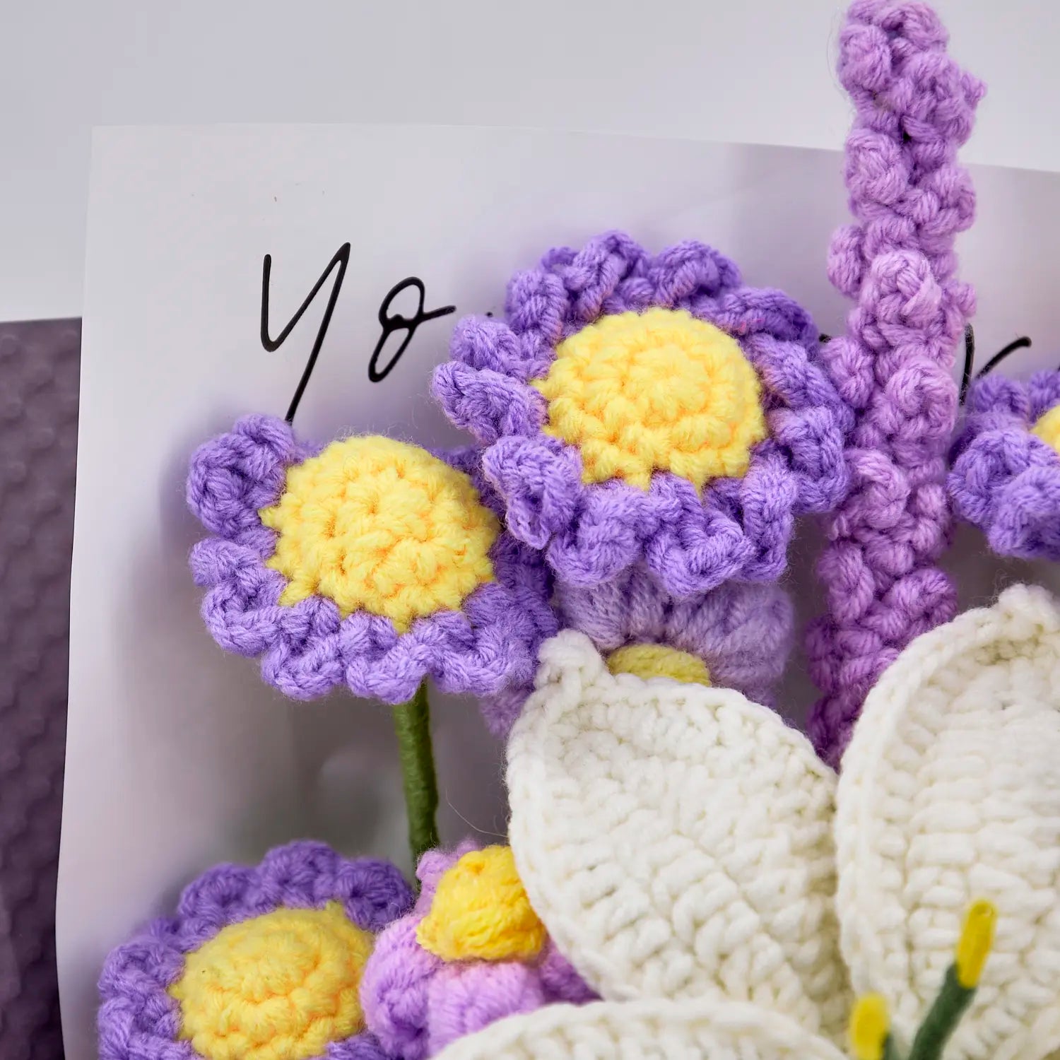 YSHomy Customized Crochet Flowers with Lily & Morning Glory & Aster Bouquet