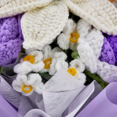 YSHomy Customized Crochet Flowers with Lily & Morning Glory & Aster Bouquet